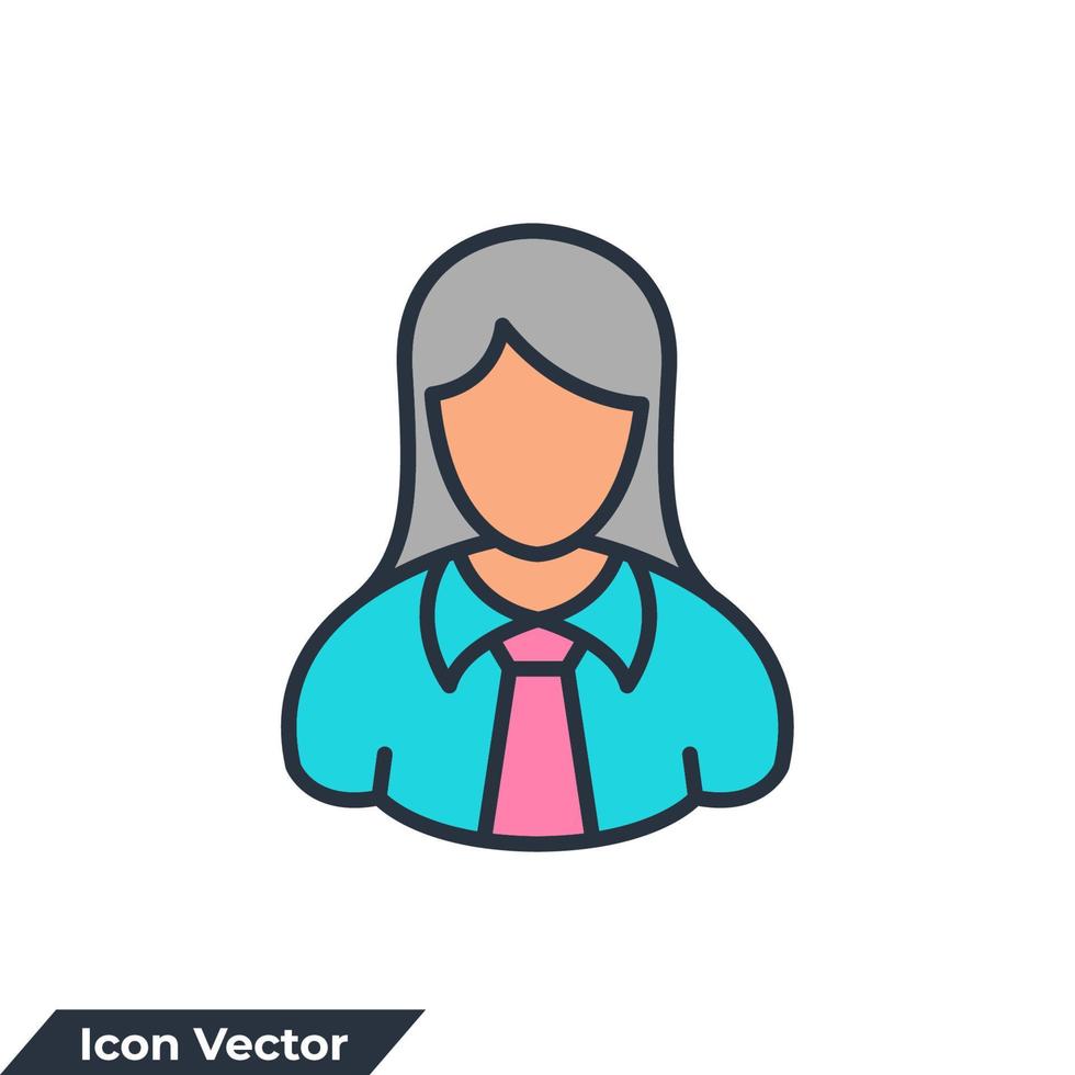 businesswoman icon logo vector illustration. avatar female symbol template for graphic and web design collection