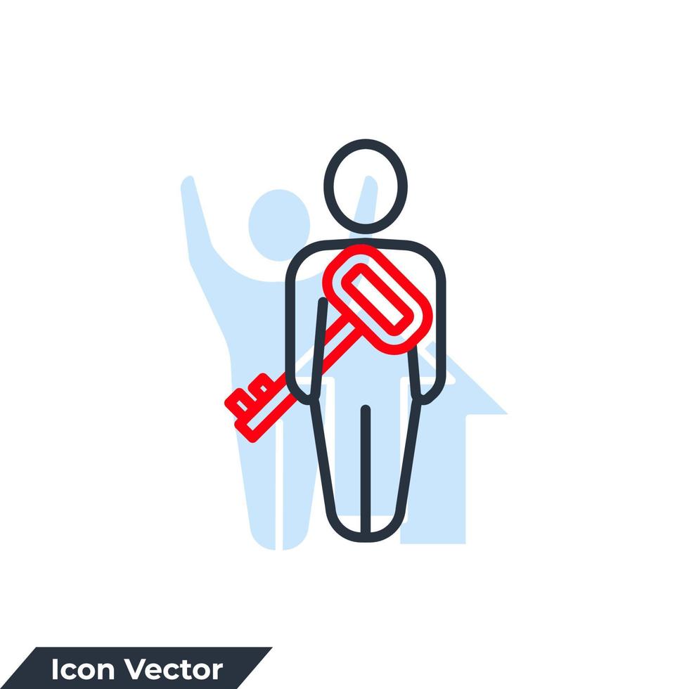 ilustración de vector de logotipo de icono de empleado clave. plantilla de símbolo de trabajo de seguridad para la colección de diseño gráfico y web