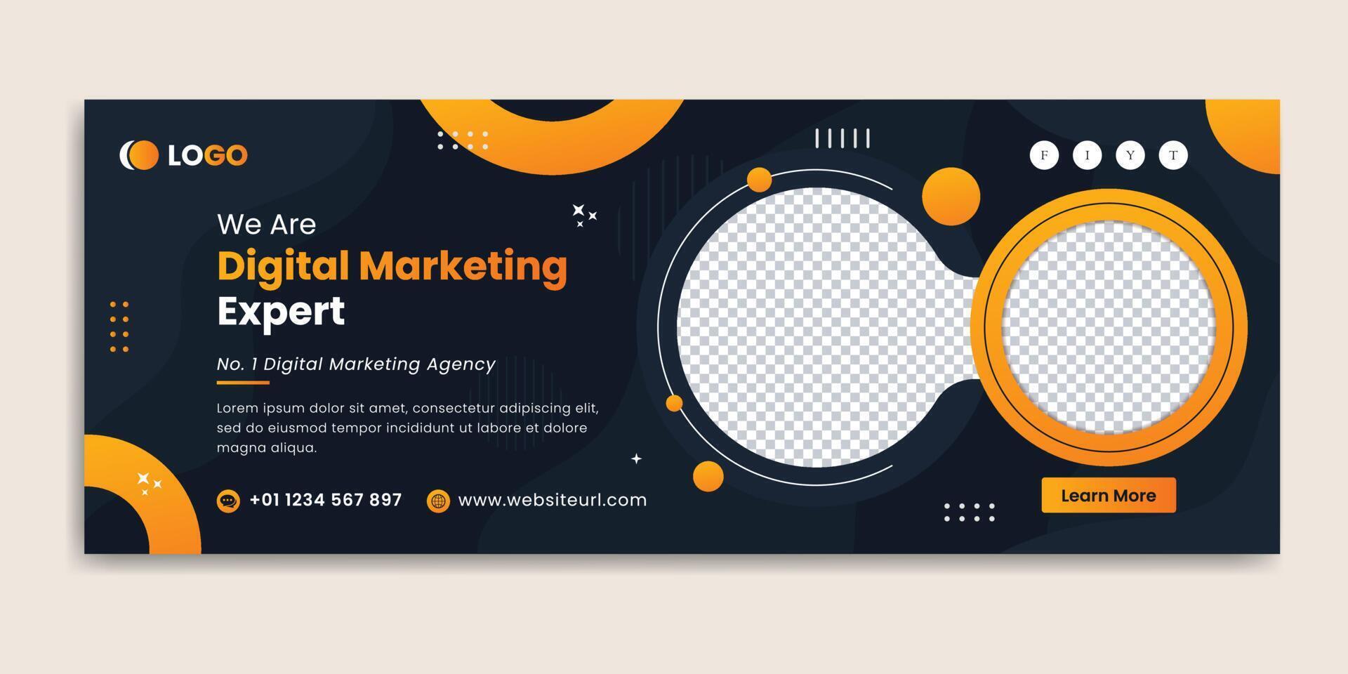 digital marketing cover banner and social media post template design vector