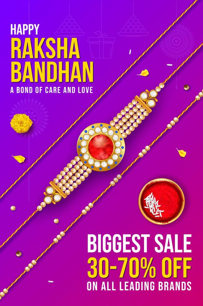 diseño de banner de venta de raksha bandhan con ilustración decorativa de rakhi vector