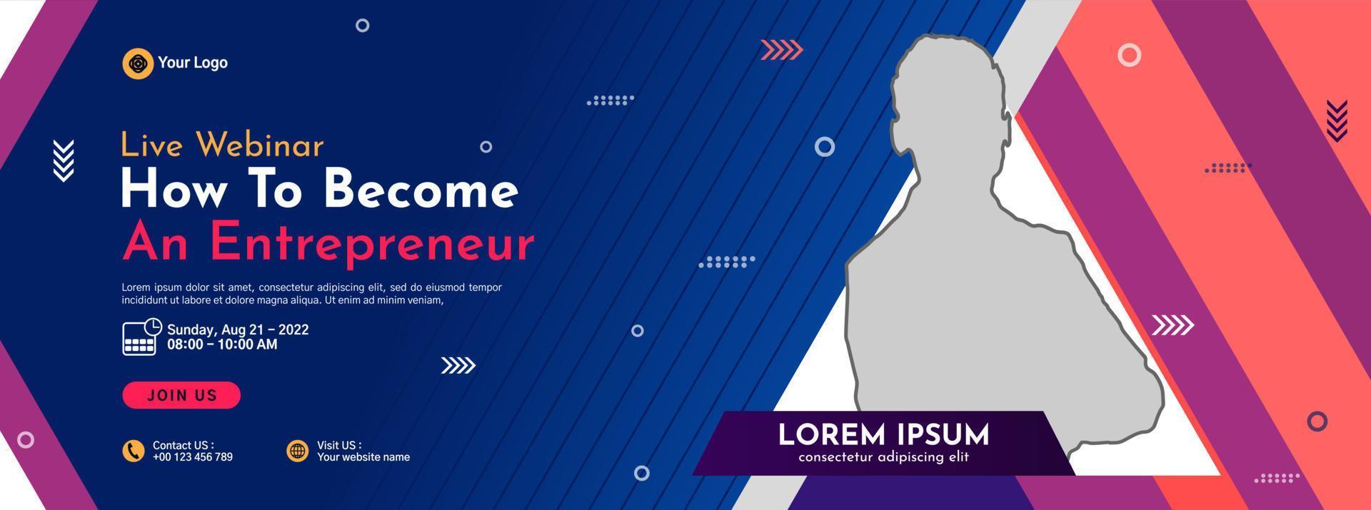 Business conference banner template design for webinar, marketing, online class program, etc vector