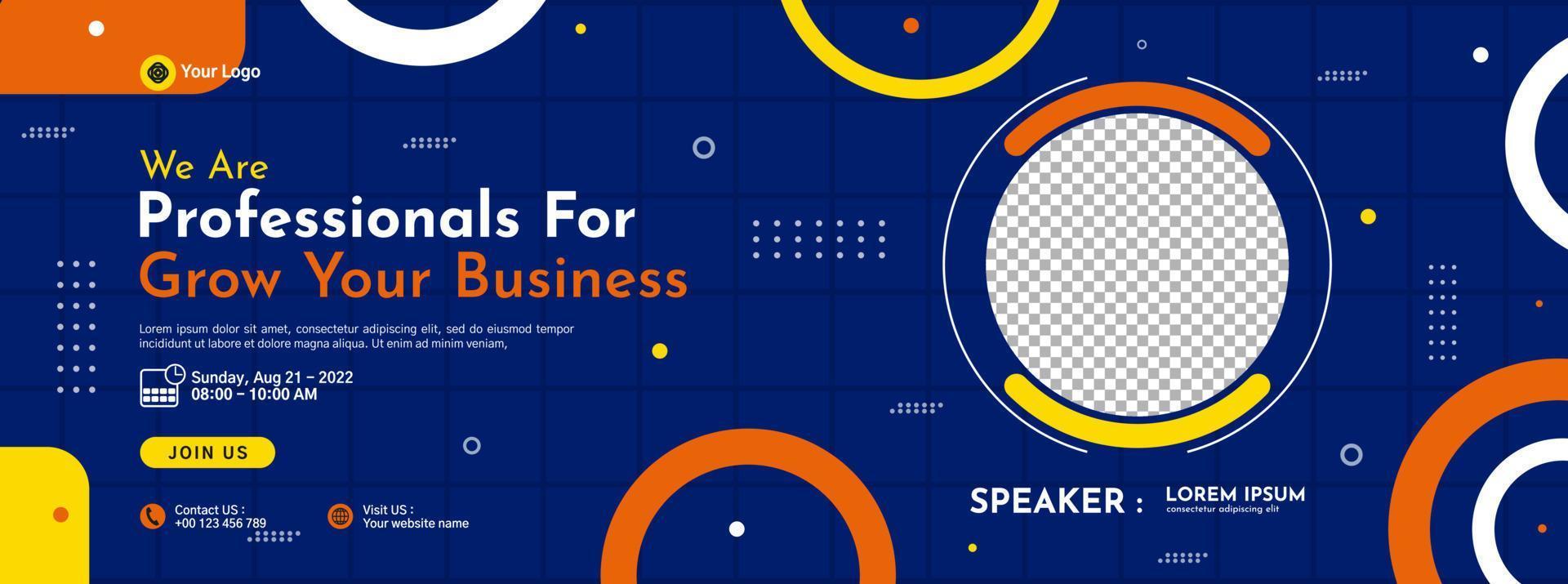 Business webinar horizontal banner template design. Very suitable for online class programs, marketing, etc. vector