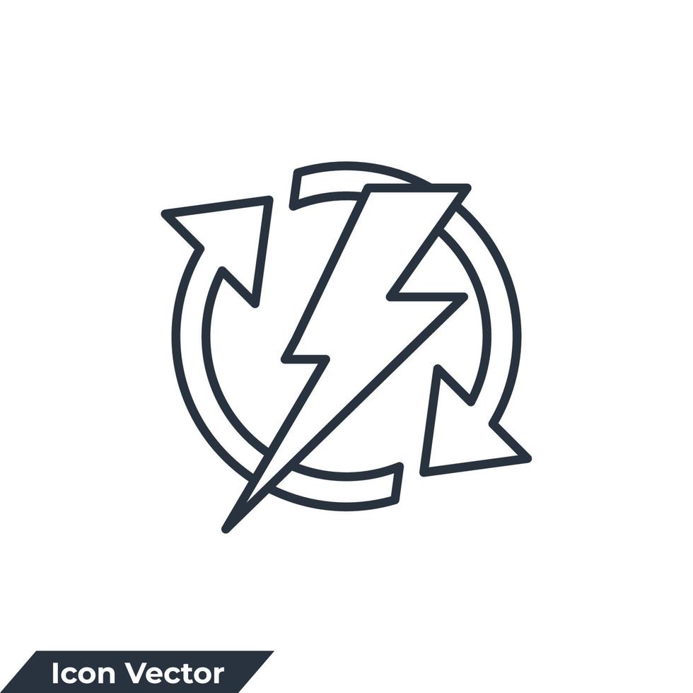 Ilustración de vector de logotipo de icono de energía renovable. renovación de la plantilla de símbolo de energía eléctrica para la colección de diseño gráfico y web