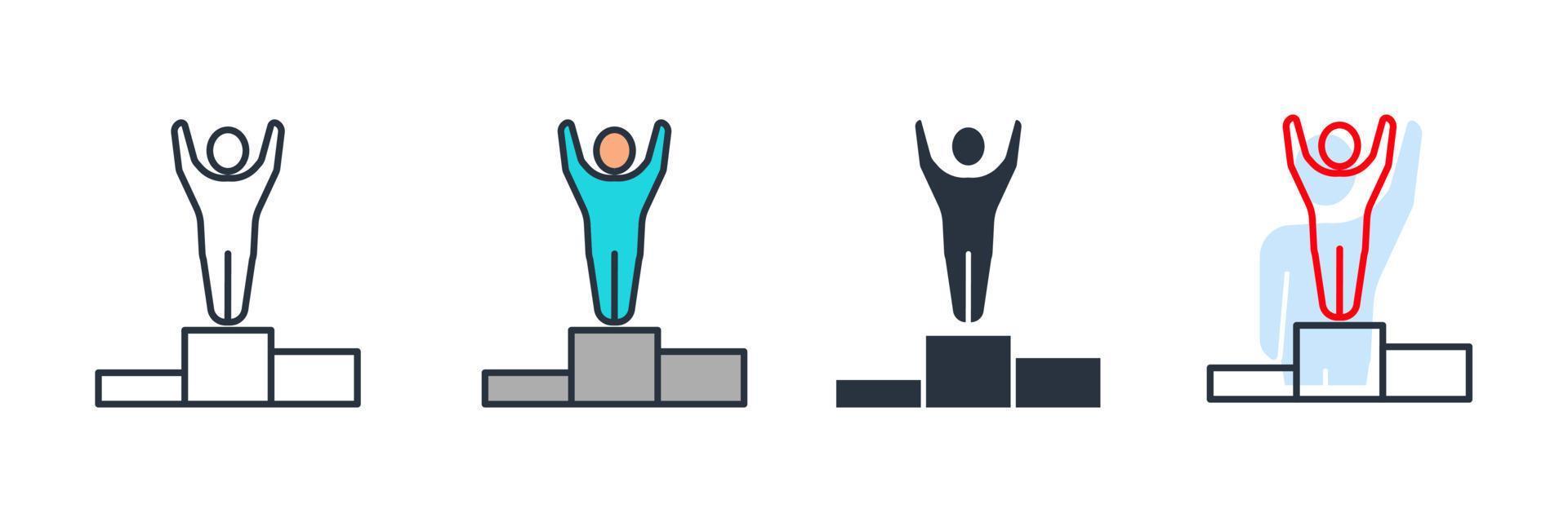 Winners business people icon logo vector illustration. podium with people symbol template for graphic and web design collection