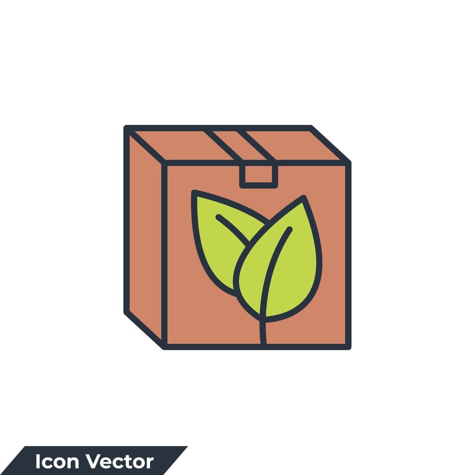 Ilustración de vector de logotipo de icono de embalaje ecológico. plantilla de símbolo de caja ecológica para la colección de diseño gráfico y web