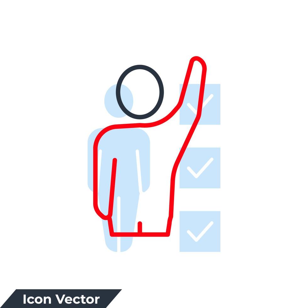 ilustración de vector de logotipo de icono de manos levantadas. mano arriba plantilla de símbolo humano para la colección de diseño gráfico y web