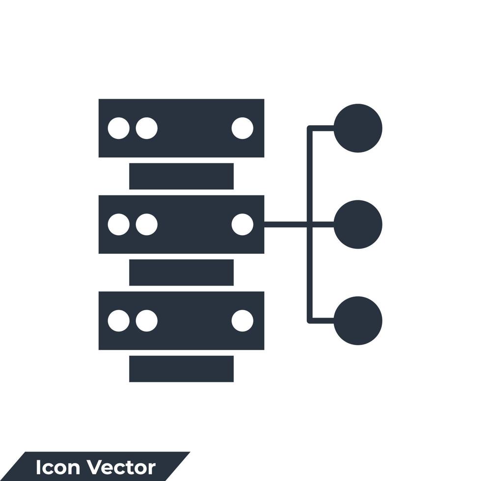 Ilustración de vector de logotipo de icono de sistema de base de datos. plantilla de símbolo de minería de datos para la colección de diseño gráfico y web