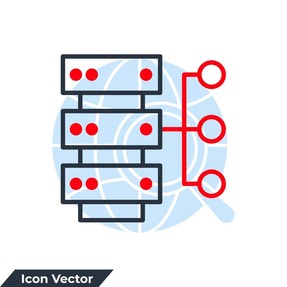 Ilustración de vector de logotipo de icono de sistema de base de datos. plantilla de símbolo de minería de datos para la colección de diseño gráfico y web