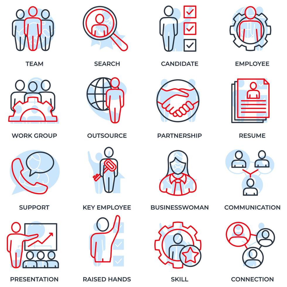 Set of business people icon logo vector illustration. team, resume, communication, presentation and more pack symbol template for graphic and web design collection