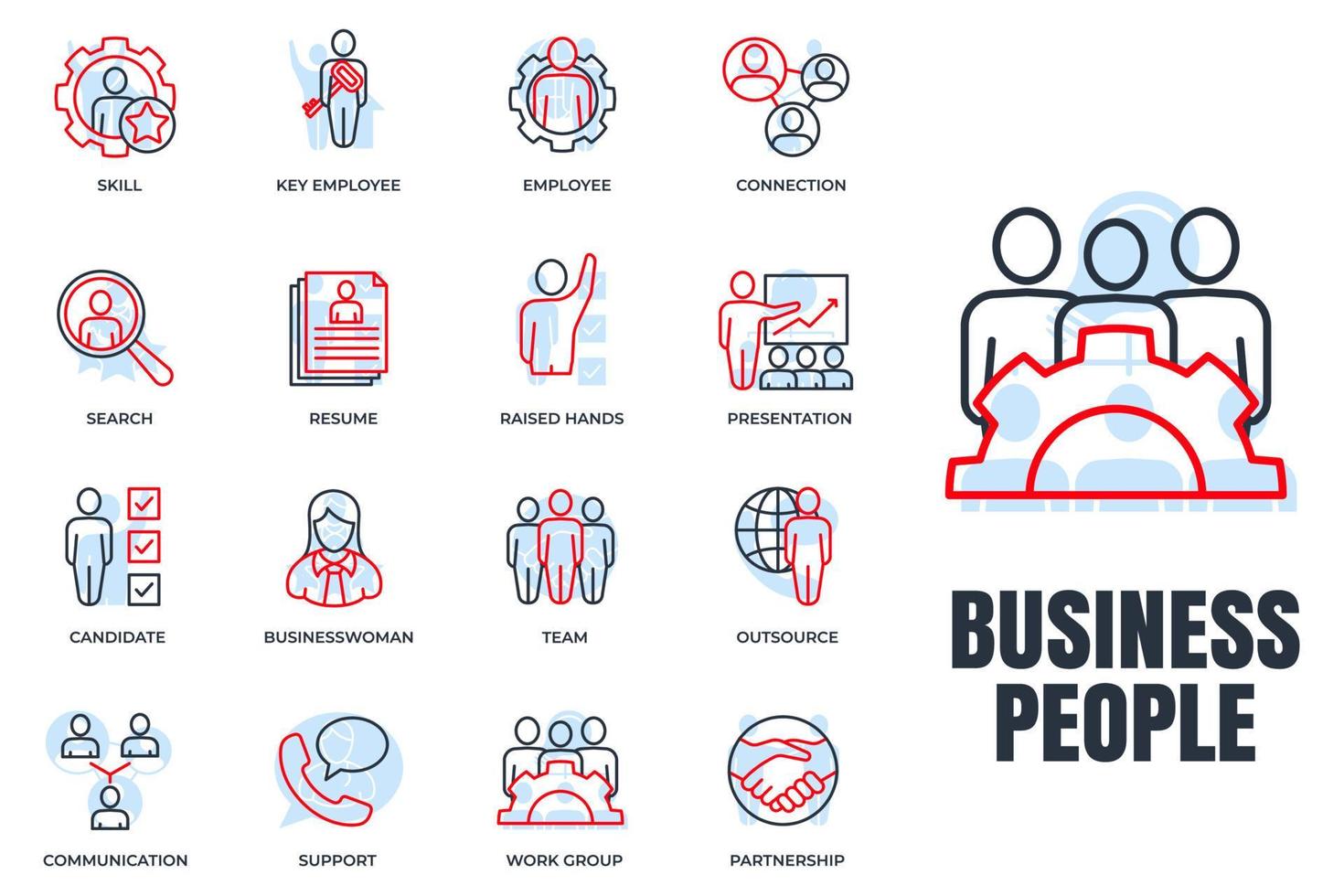 Set of business people icon logo vector illustration. team, resume, communication, presentation and more pack symbol template for graphic and web design collection