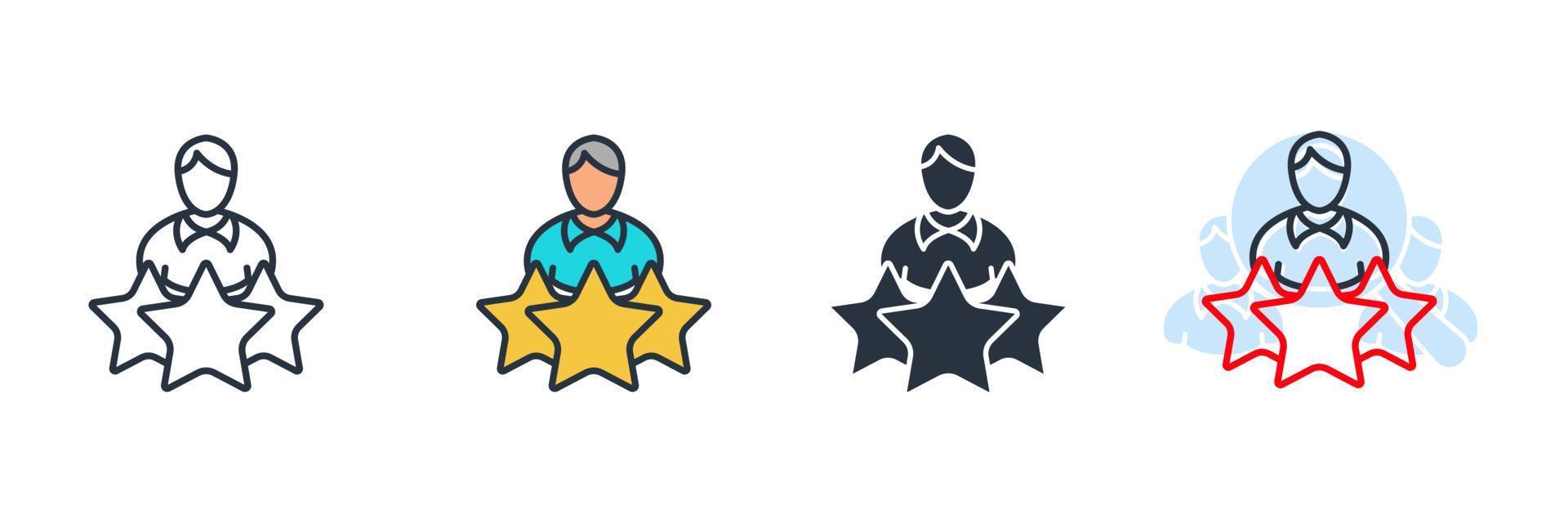 experiencia icono logo vector ilustración. personas con plantilla de símbolo de estrellas para la colección de diseño gráfico y web