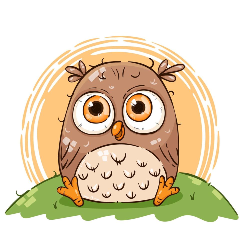 Cute Baby Owl Hand Drawn Style vector