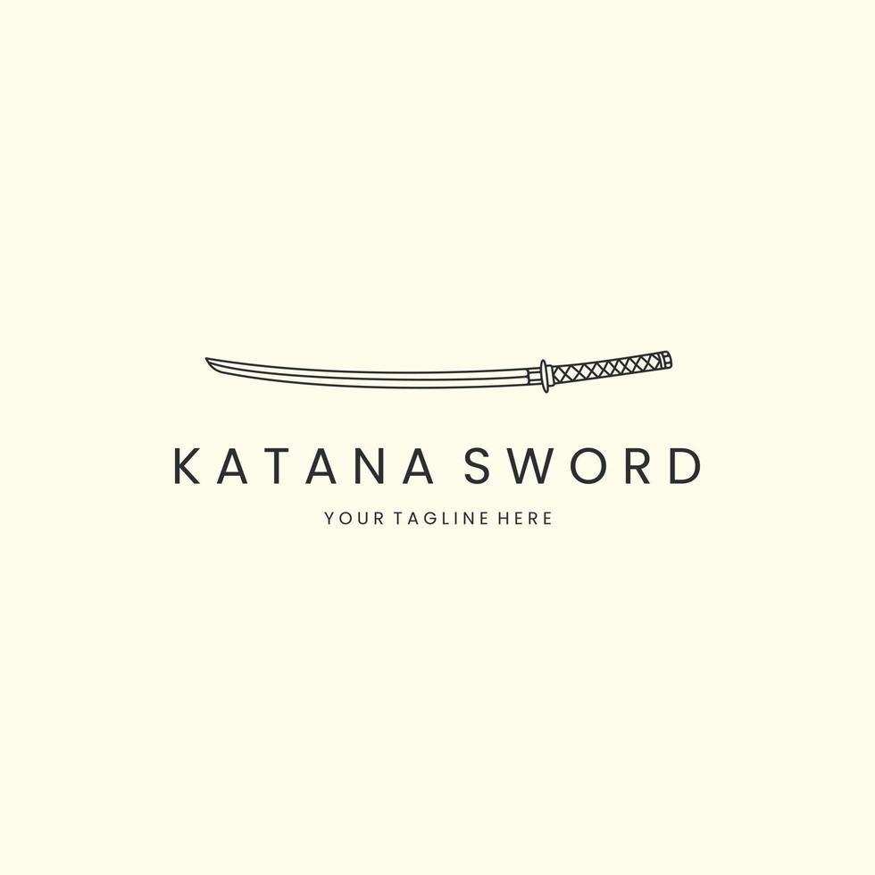 katana sword with line art style logo vector illustration template icon design