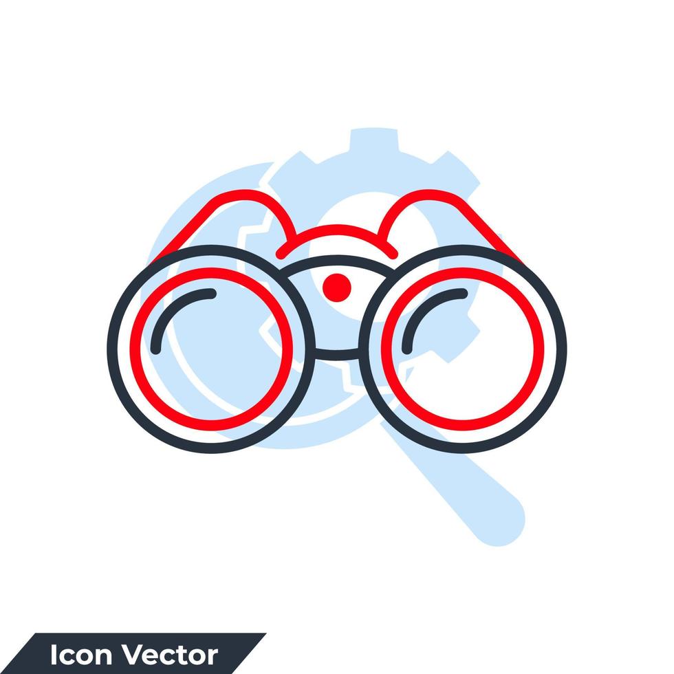 binoculares icono logo vector ilustración. plantilla de símbolo de descubrimiento para la colección de diseño gráfico y web