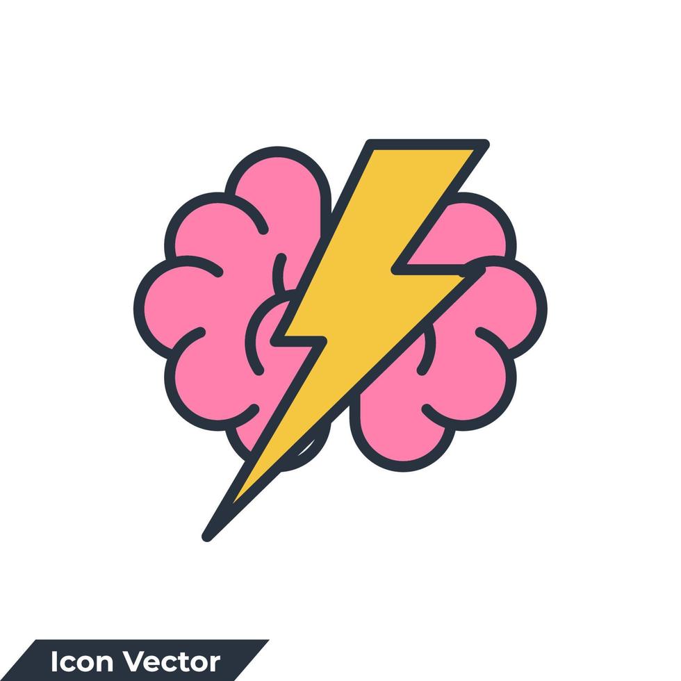 brainstorm icon logo vector illustration. Brain With Thunder symbol template for graphic and web design collection