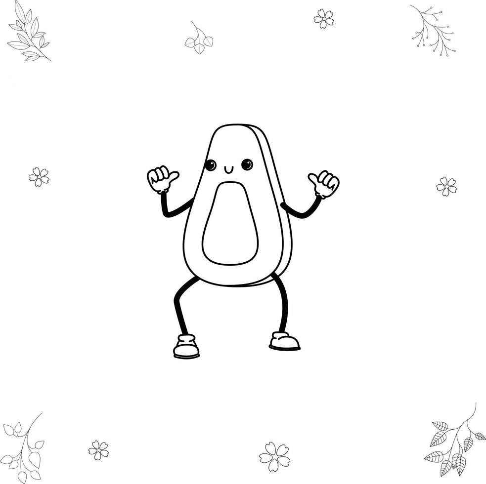 aguacate bailando doodle kawai vector