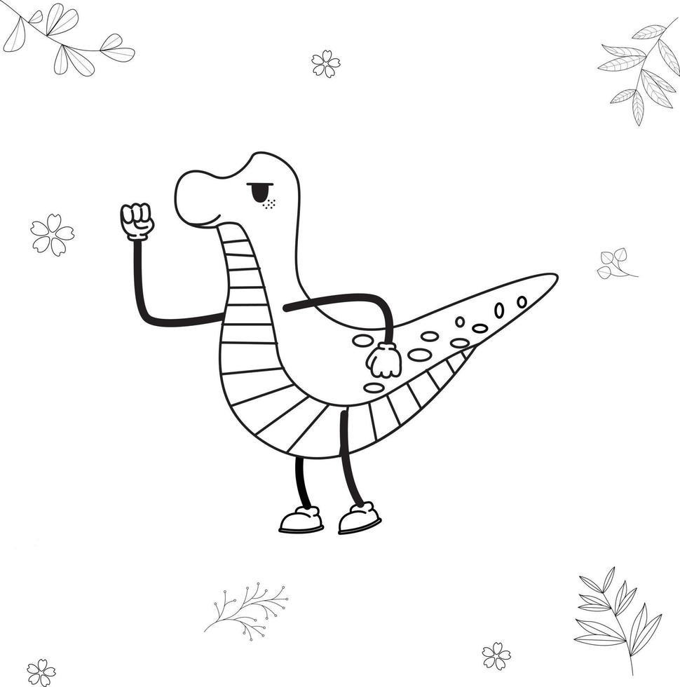 ilustración de vector de dinosaurio para colorear libro