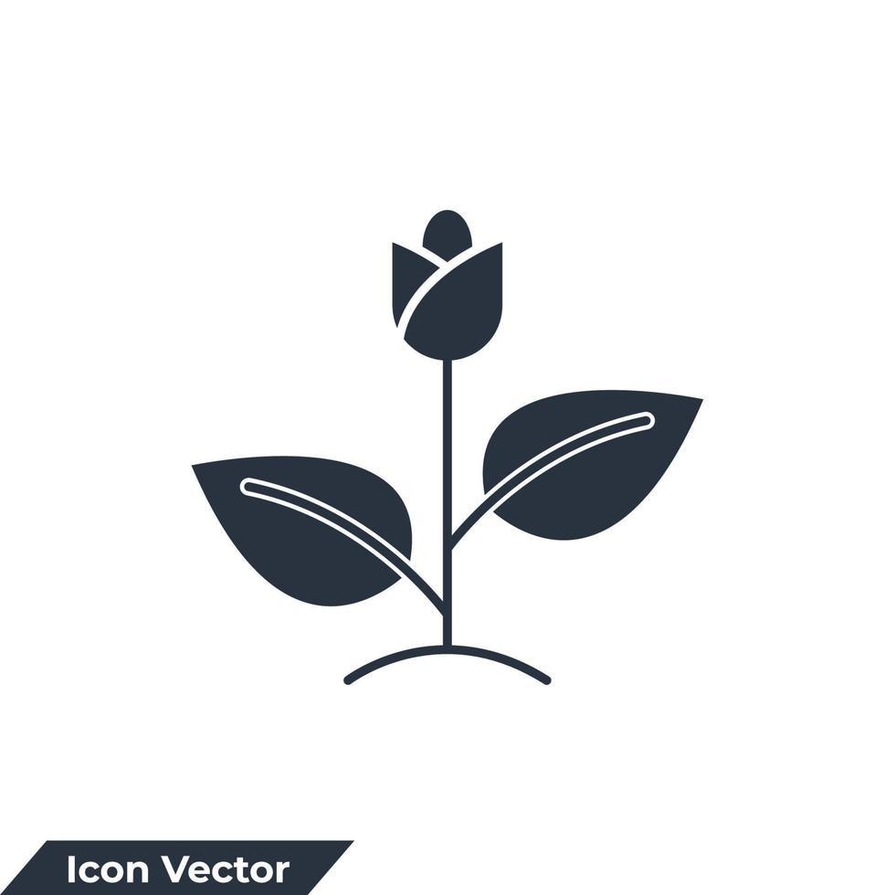 Ilustración de vector de logotipo de icono de flora. plantilla de símbolo de naturaleza de flor de tulipán para colección de diseño gráfico y web