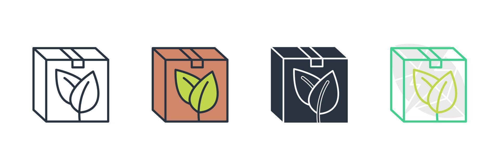 Ilustración de vector de logotipo de icono de embalaje ecológico. plantilla de símbolo de caja ecológica para la colección de diseño gráfico y web