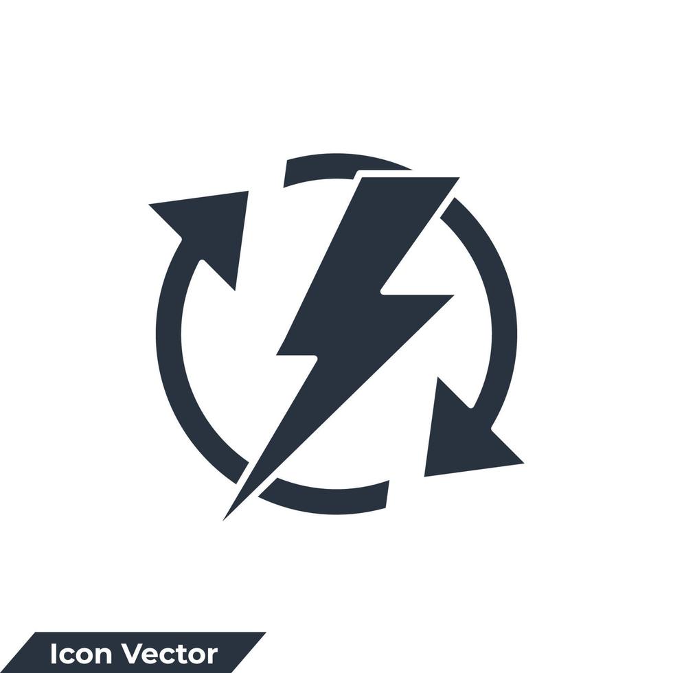 Ilustración de vector de logotipo de icono de energía renovable. renovación de la plantilla de símbolo de energía eléctrica para la colección de diseño gráfico y web