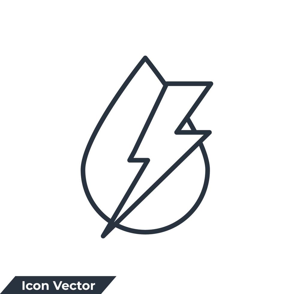 Ilustración de vector de logotipo de icono de energía hidroeléctrica. relámpago con plantilla de símbolo de gota de agua para la colección de diseño gráfico y web