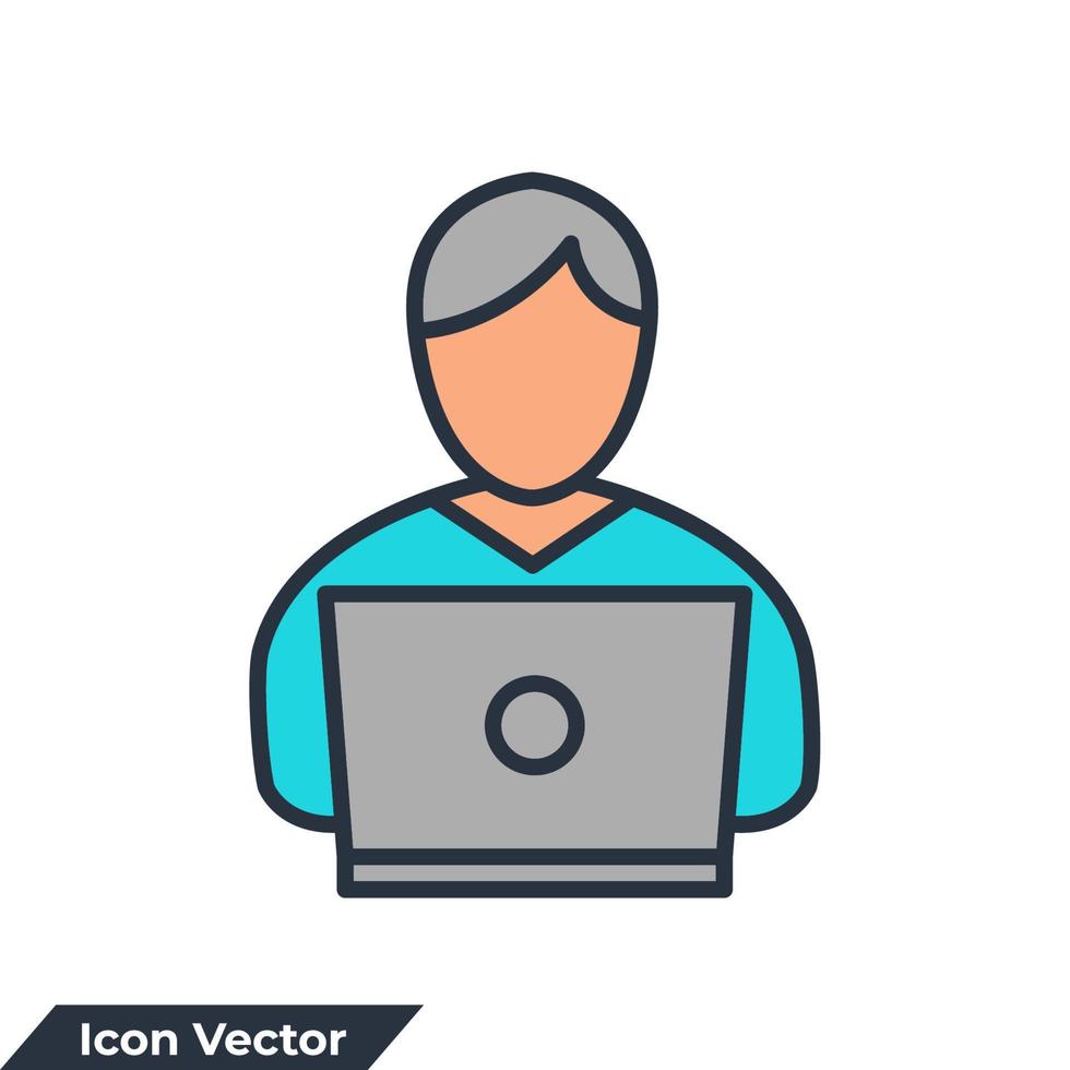 ilustración de vector de logotipo de icono de trabajo remoto. plantilla de símbolo de empleado para la colección de diseño gráfico y web