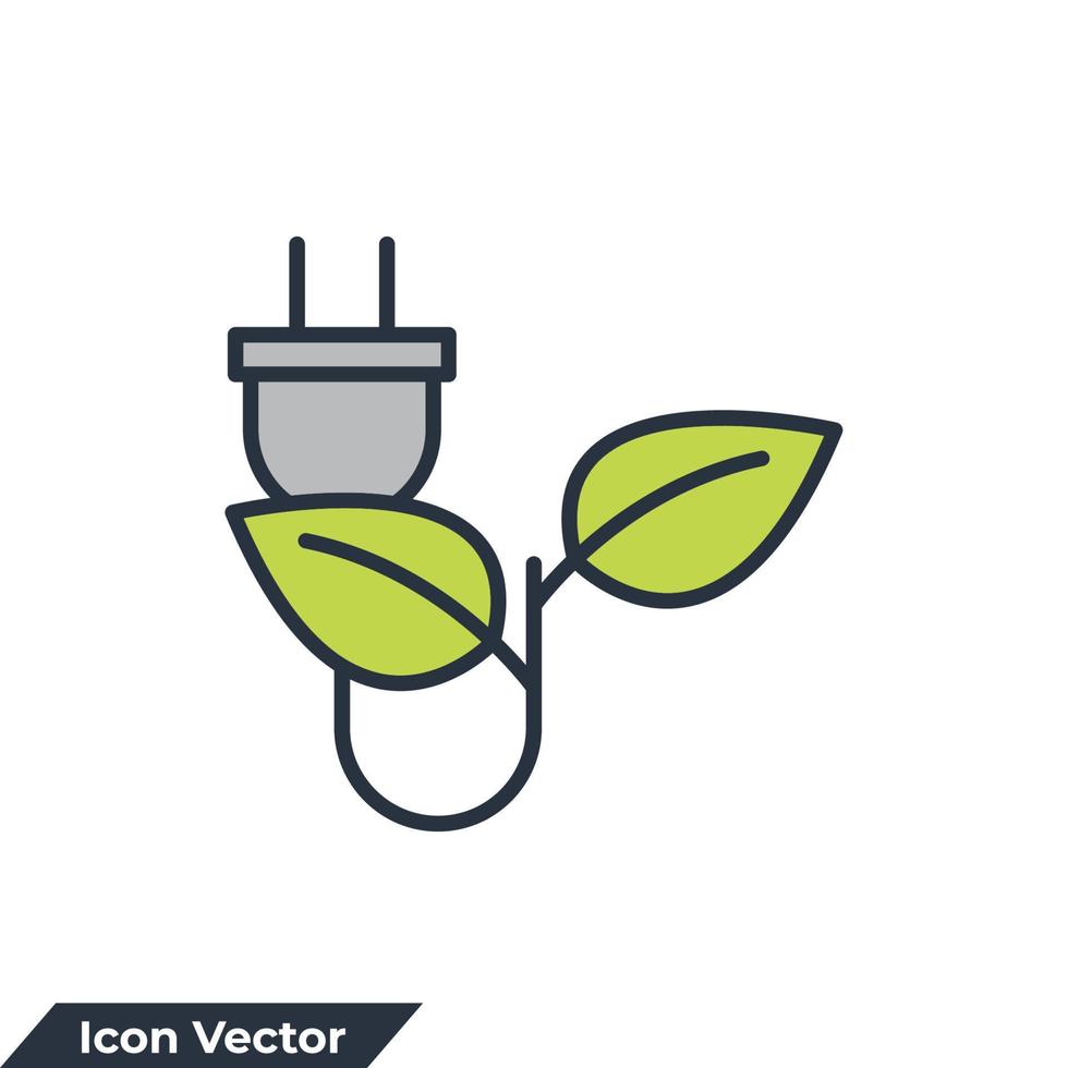 Eco plug icon logo vector illustration. bio energy symbol template for graphic and web design collection