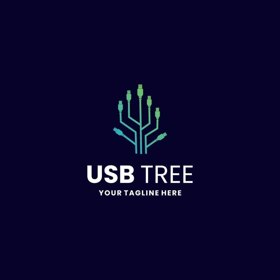 logotipo del árbol usb - ilustración vectorial. adecuado para su necesidad de diseño, logotipo, ilustración, animación, etc. vector