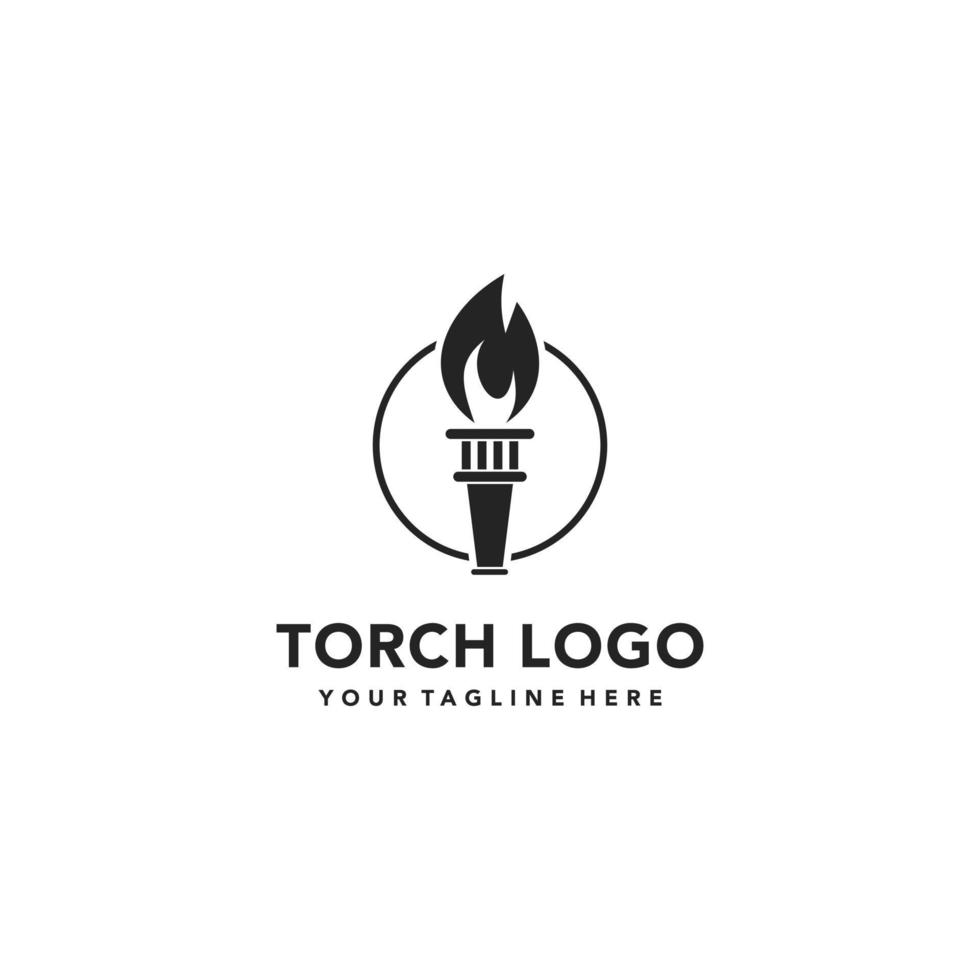 Inspiración en el diseño del logotipo de la llama de la antorcha con el icono de la ley - ilustración vectorial. adecuado para su necesidad de diseño, logotipo, ilustración, animación, etc. vector