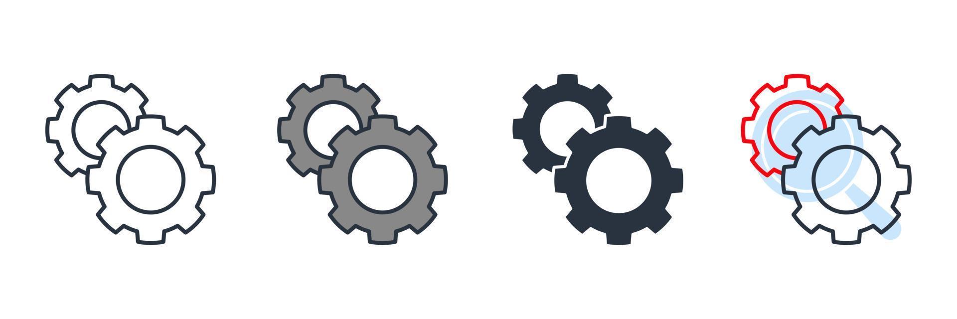 Ilustración de vector de logotipo de icono de procesamiento. rueda dentada y plantilla de símbolo de proceso para la colección de diseño gráfico y web