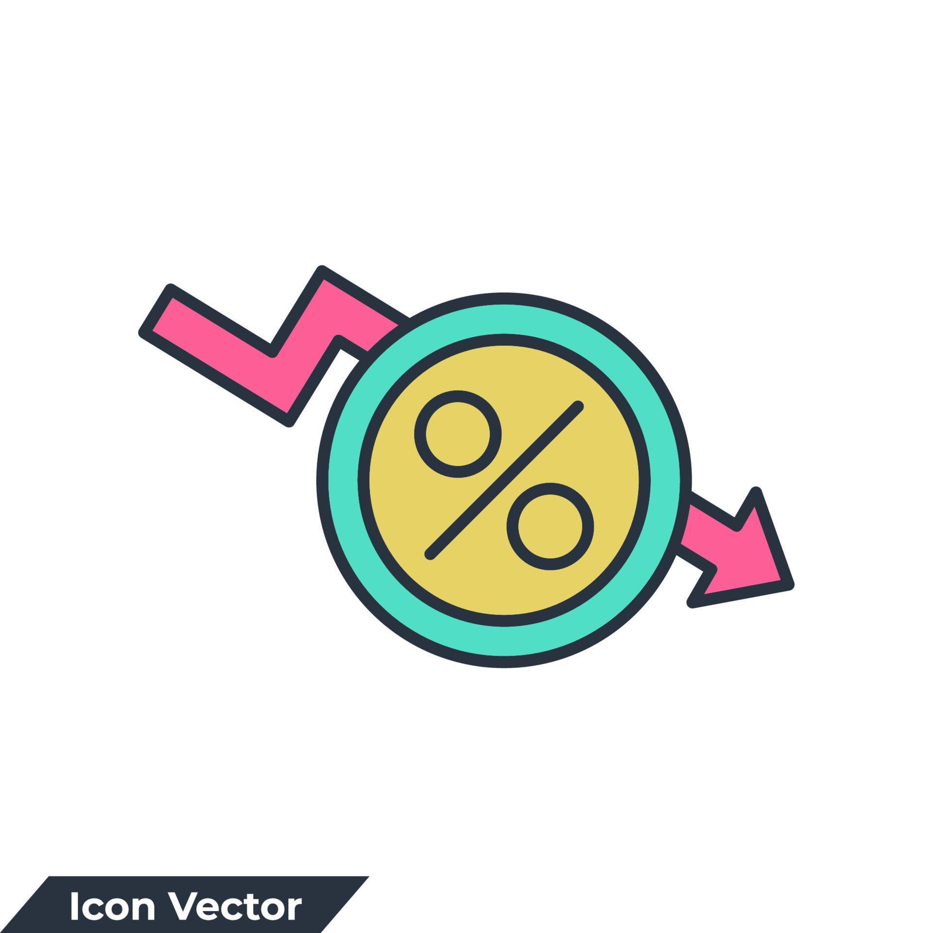 decrease icon logo vector illustration. Percent down symbol template ...
