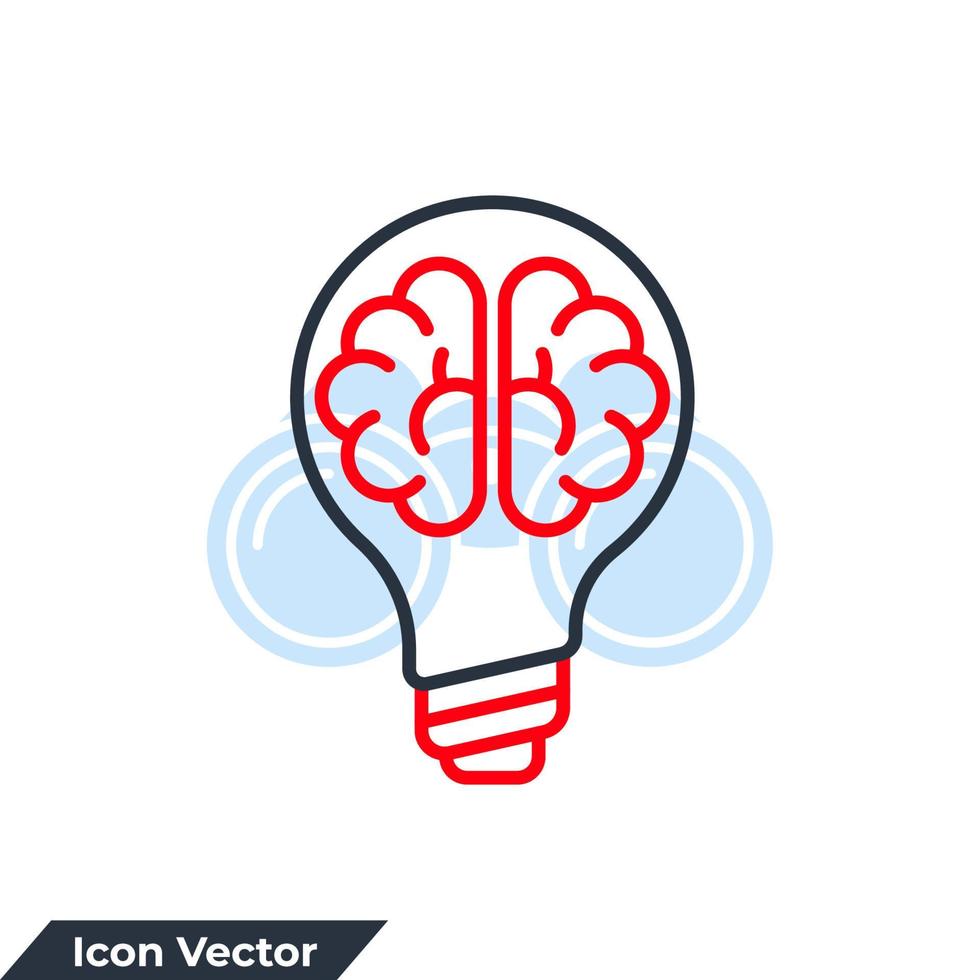 cerebro en la ilustración de vector de logotipo de icono de bombilla. plantilla de símbolo de idea creativa para la colección de diseño gráfico y web