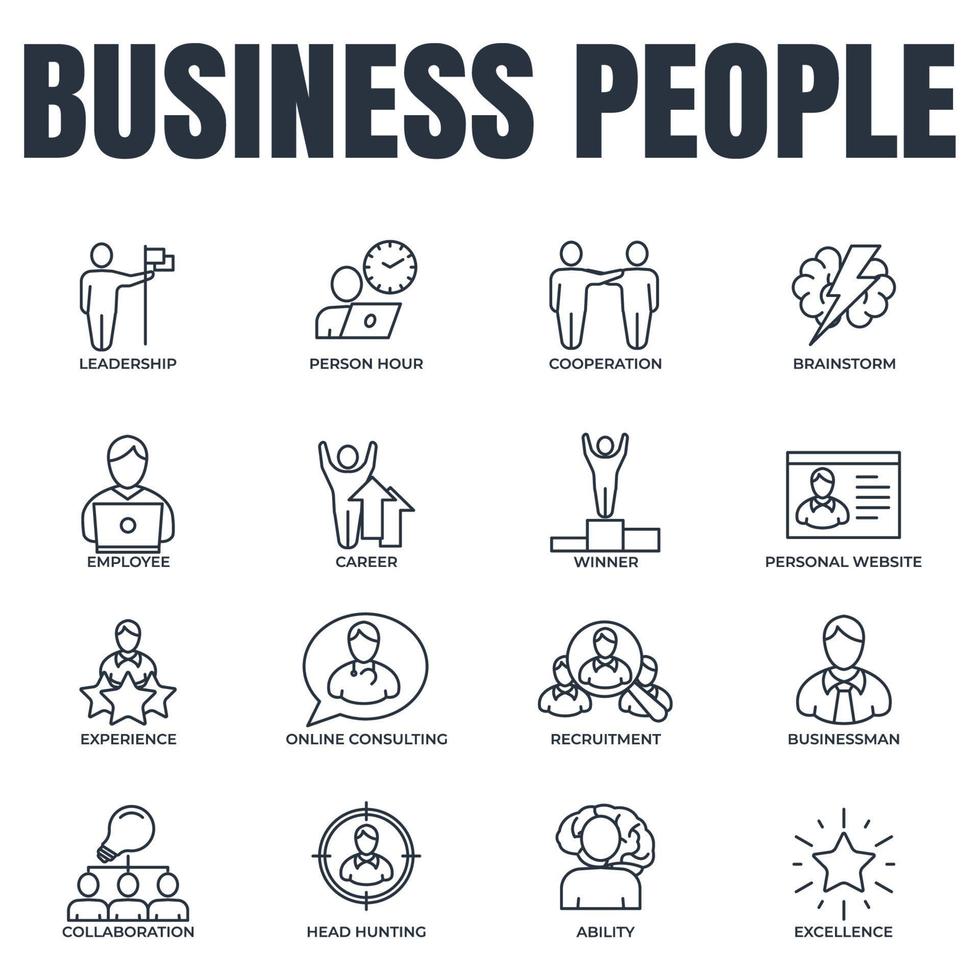 Set of business people icon logo vector illustration. businessman, head hunting, winner, recruitment, career and more pack symbol template for graphic and web design collection