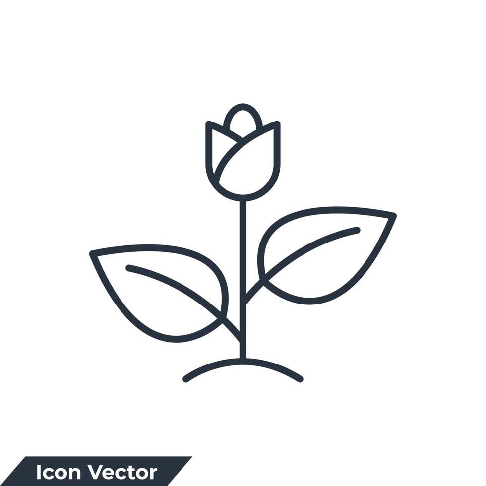 Ilustración de vector de logotipo de icono de flora. plantilla de símbolo de naturaleza de flor de tulipán para colección de diseño gráfico y web