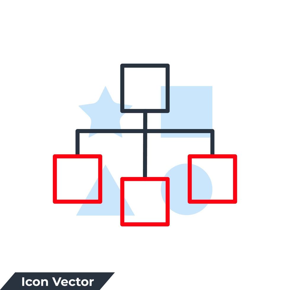 Ilustración de vector de logotipo de icono de diagrama de flujo. plantilla de símbolo de organigrama para la colección de diseño gráfico y web