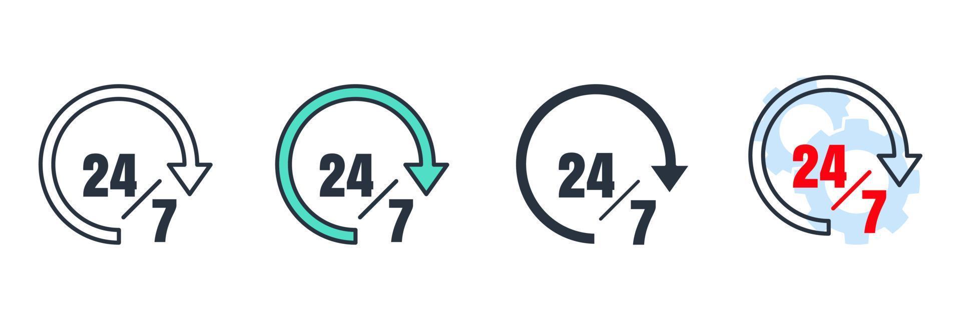 availability icon logo vector illustration. 24 7 hours service symbol template for graphic and web design collection