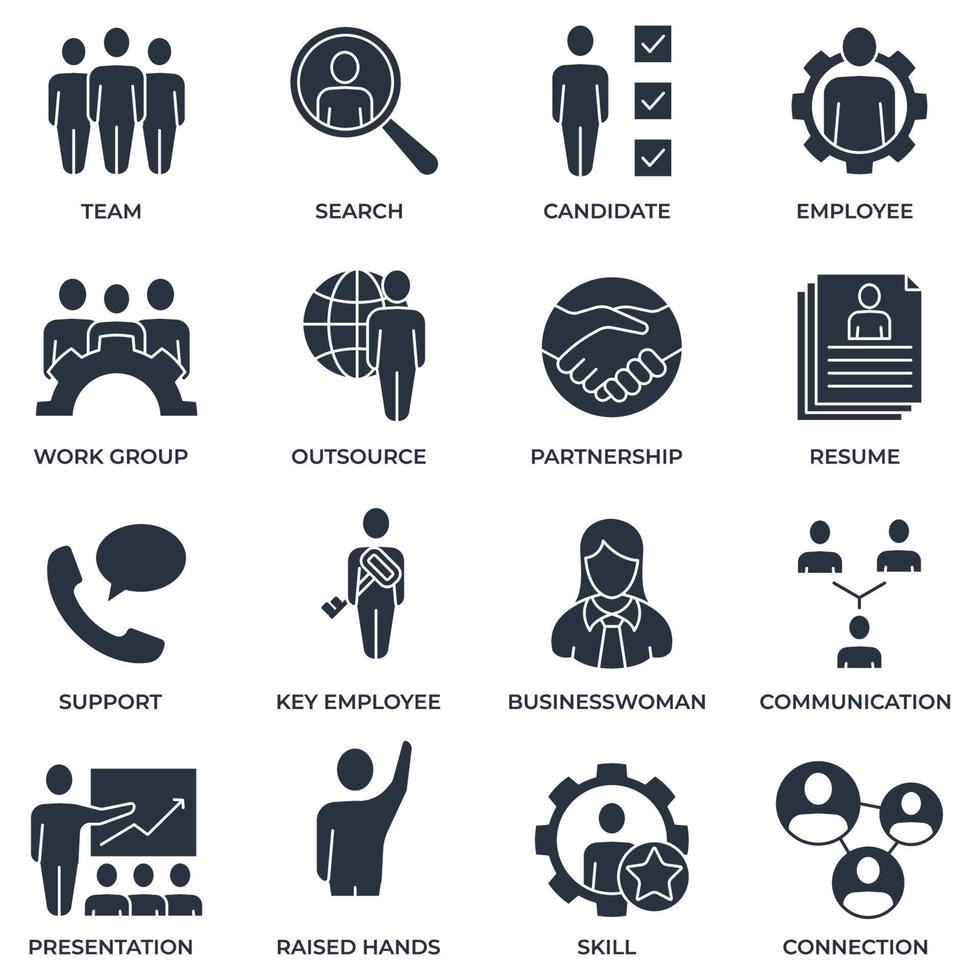 Set of business people icon logo vector illustration. team, resume, communication, presentation and more pack symbol template for graphic and web design collection