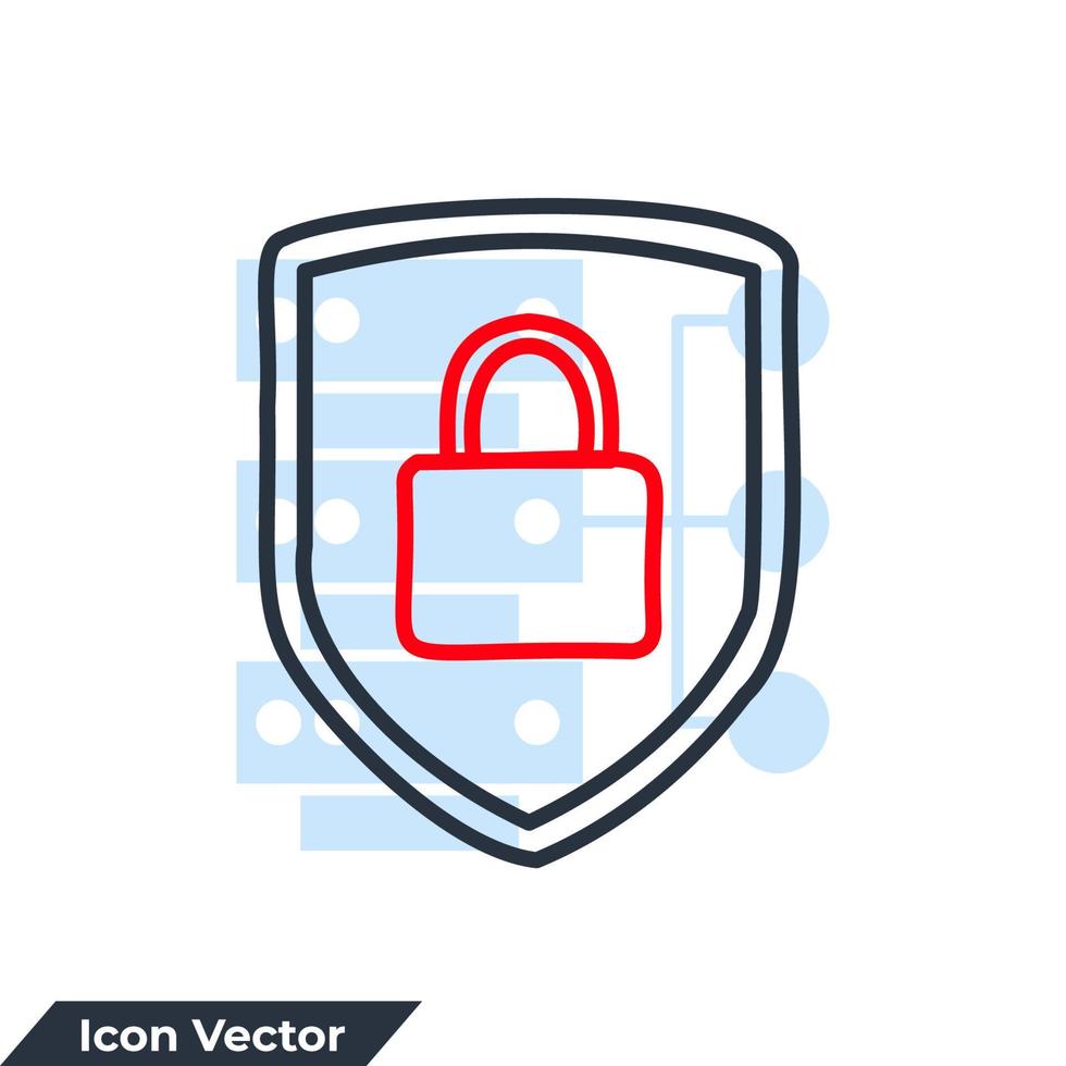 shield and padlock icon logo vector illustration. security symbol template for graphic and web design collection
