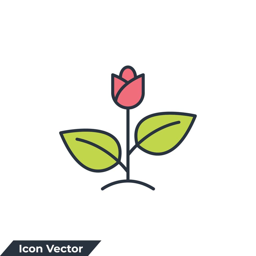 Ilustración de vector de logotipo de icono de flora. plantilla de símbolo de naturaleza de flor de tulipán para colección de diseño gráfico y web