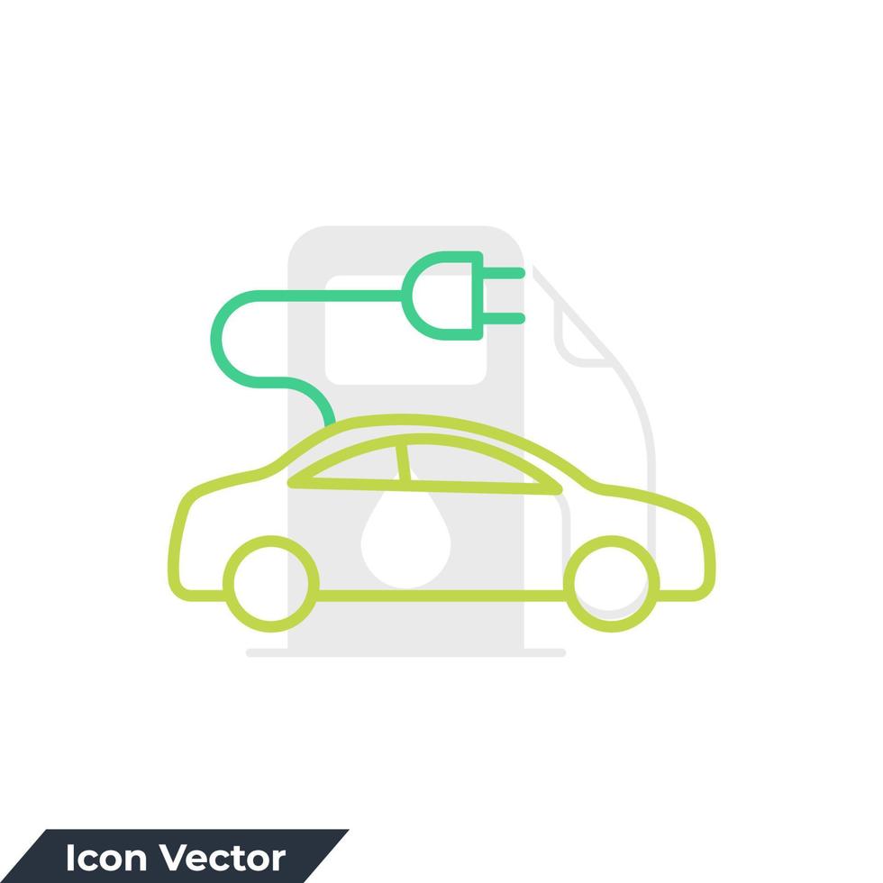 Ilustración de vector de logotipo de icono de coche eléctrico. plantilla de símbolo de cable de automóvil eléctrico para la colección de diseño gráfico y web