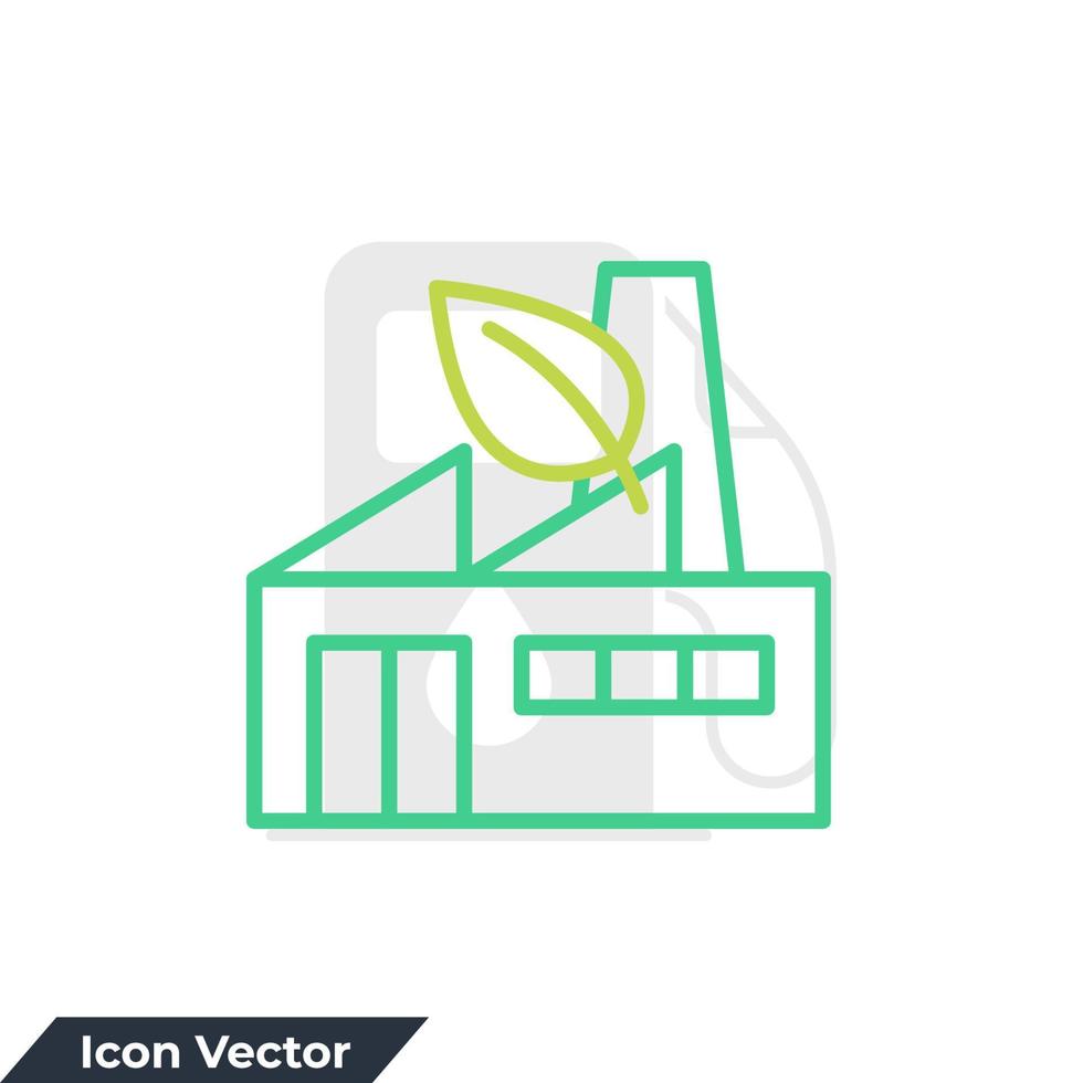 ilustración de vector de logotipo de icono de fábrica verde. plantilla de símbolo de fábrica verde y ecología para la colección de diseño gráfico y web