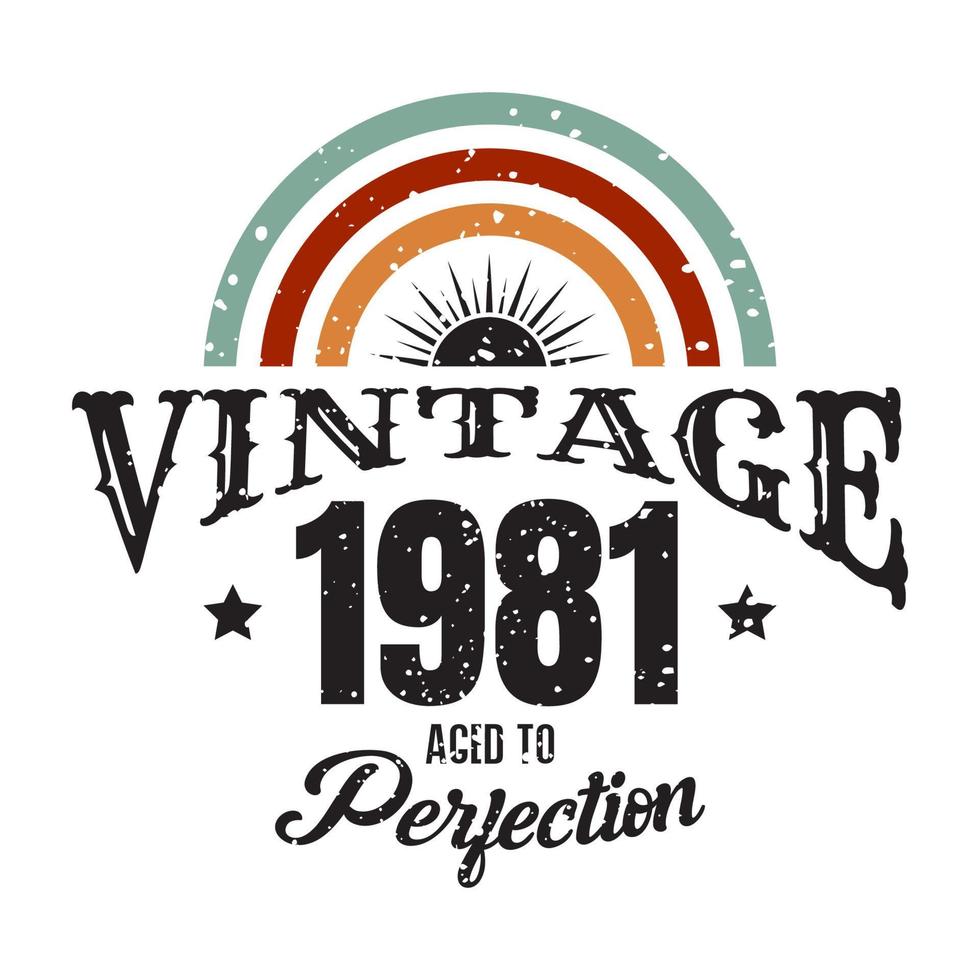 vintage 1981 Aged to perfection, 1981 birthday typography design vector