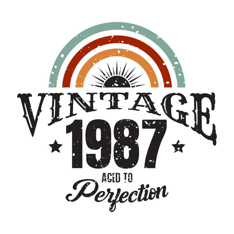 vintage 1987 Aged to perfection, 1987 birthday typography design vector