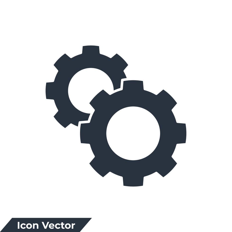 Ilustración de vector de logotipo de icono de procesamiento. rueda dentada y plantilla de símbolo de proceso para la colección de diseño gráfico y web