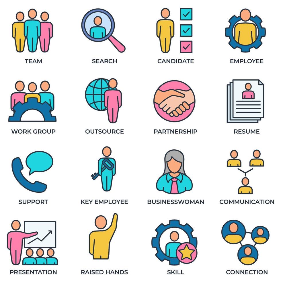 conjunto de personas de negocios icono logo vector ilustración. equipo, currículum, comunicación, presentación y más plantilla de símbolo de paquete para la colección de diseño gráfico y web