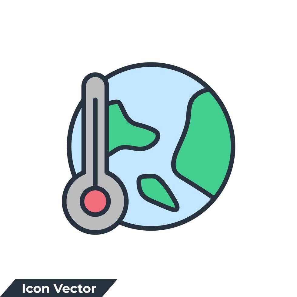 Ilustración de vector de logotipo de icono de calentamiento global. plantilla de símbolo de temperatura global para la colección de diseño gráfico y web