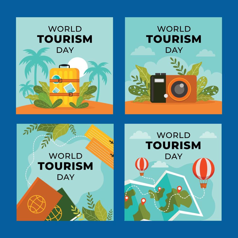 World Tourism Day Social Media Post Collection vector