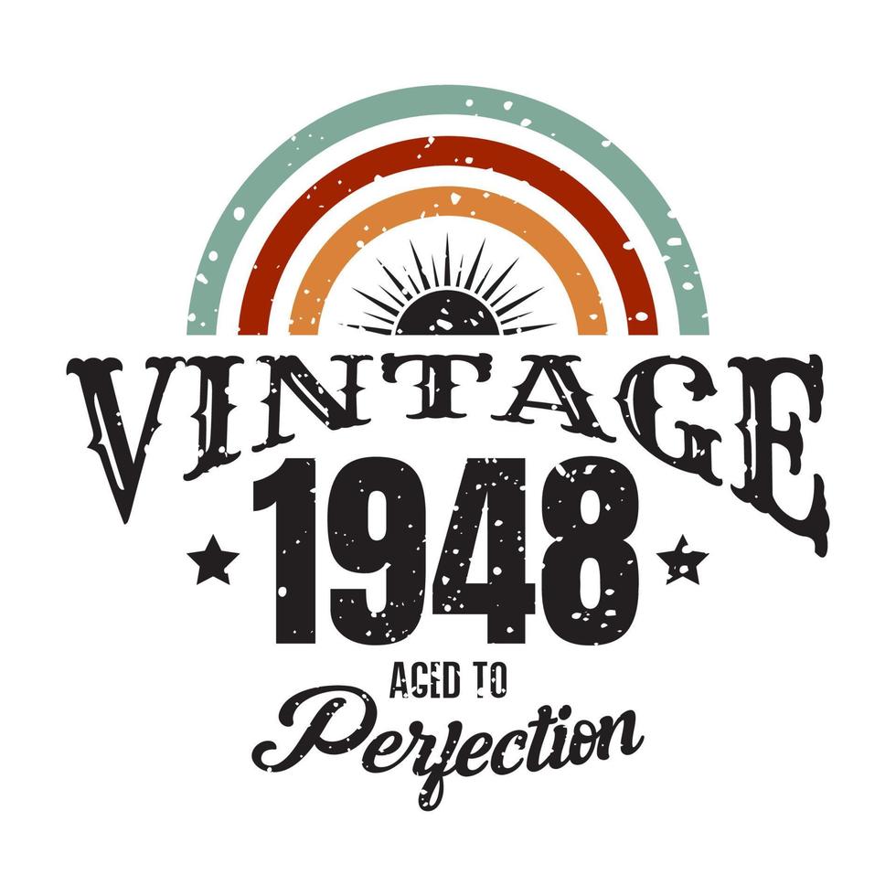 vintage 1948 Aged to perfection, 1948 birthday typography design vector