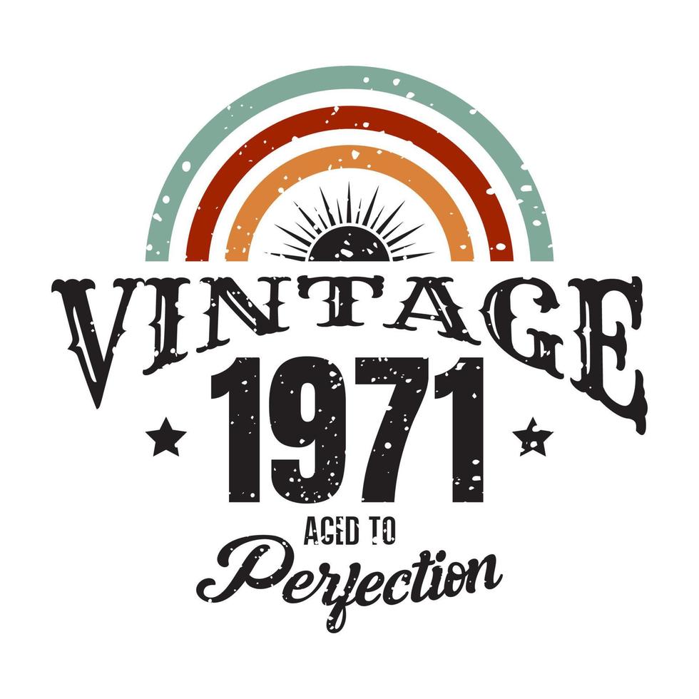 vintage 1971 Aged to perfection, 1971 birthday typography design vector