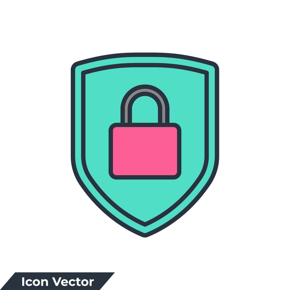 shield and padlock icon logo vector illustration. security symbol template for graphic and web design collection